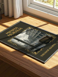 Minima Moralia Classic Book Art Print by Theodor Adorno – print on a sunlit desk