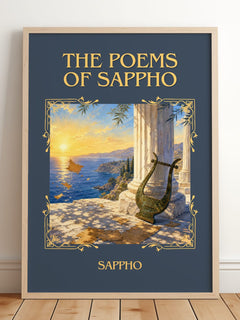The Poems of Sappho Classic Book Art Print by Sappho – framed print leaning on a wooden floor