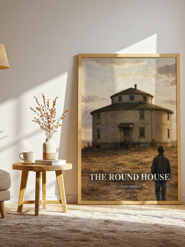 The Round House watercolour print in frame leaning in hallway – literary fiction wall art