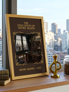 The Education of Henry Adams Classic Book Art Print by Henry Adams – framed print on a city-view windowsill