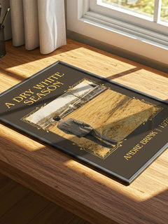 A Dry White Season Classic Book Art Print by Andre Brink – print on a sunlit desk