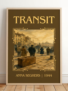 Transit Classic Book Art Print by Anna Seghers – framed print leaning on a wooden floor