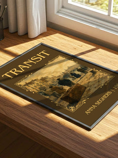 Transit Classic Book Art Print by Anna Seghers – print on a sunlit desk