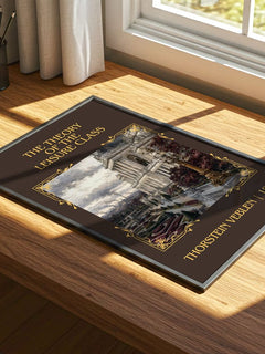 Theory of the Leisure Class Classic Book Art Print by Thorstein Veblen – print on a sunlit desk