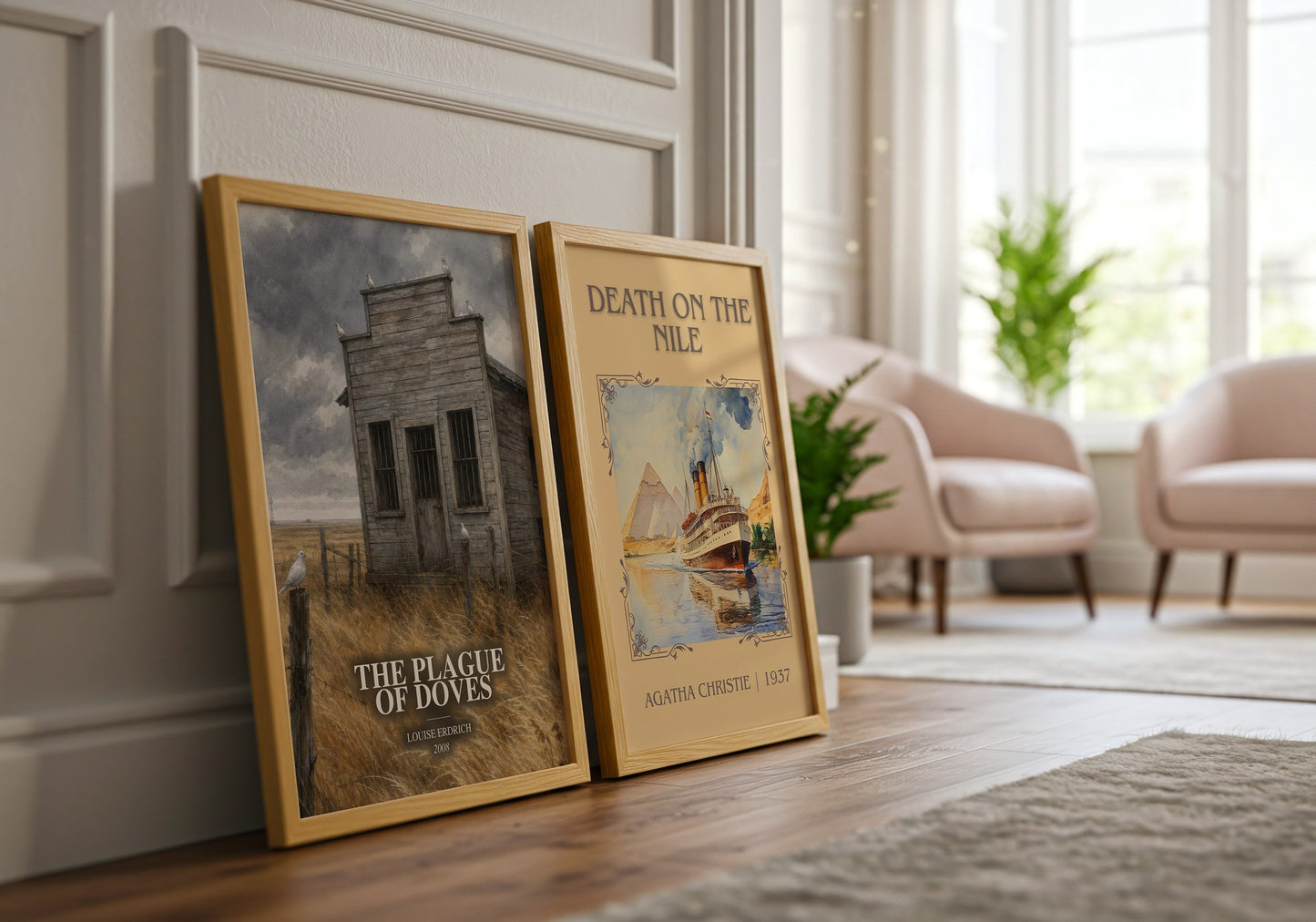 The Plague Of Doves watercolour print framed by window – literary home decor