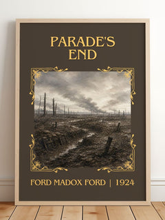 Parade's End Classic Book Art Print by Ford Madox Ford – framed print leaning on a wooden floor