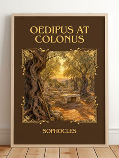 Oedipus at Colonus Classic Book Art Print by Sophocles – framed print leaning on a wooden floor
