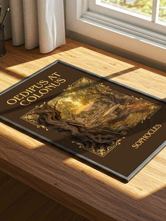 Oedipus at Colonus Classic Book Art Print by Sophocles – print on a sunlit desk
