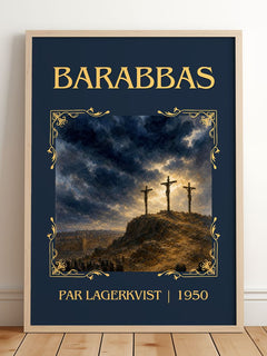 Barabbas Classic Book Art Print by Par Lagerkvist – framed print leaning on a wooden floor