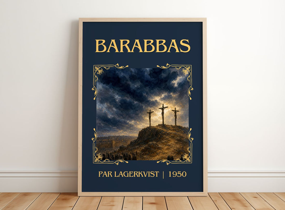 Barabbas Classic Book Art Print by Par Lagerkvist – framed print leaning on a wooden floor