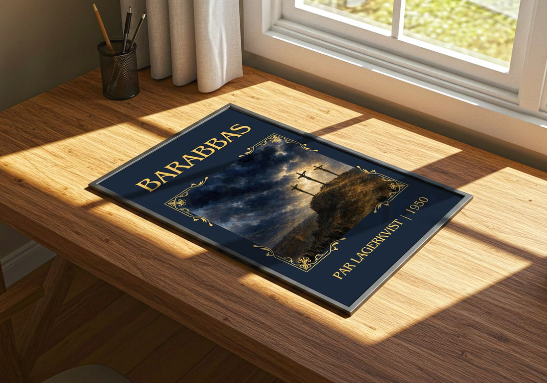 Barabbas Classic Book Art Print by Par Lagerkvist – print on a sunlit desk