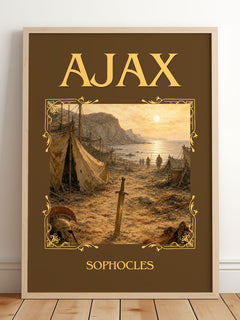 Ajax Classic Book Art Print by Sophocles – framed print leaning on a wooden floor