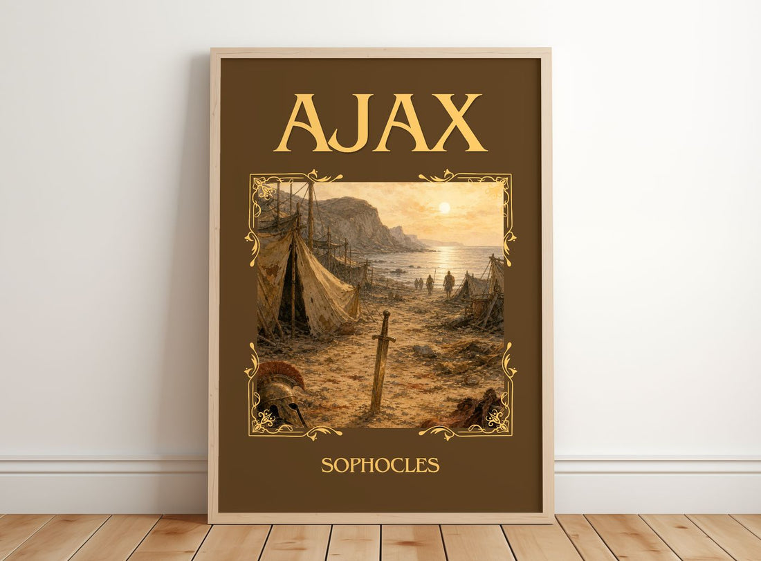 Ajax Classic Book Art Print by Sophocles – framed print leaning on a wooden floor