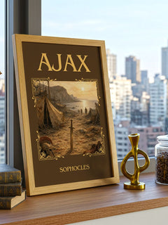 Ajax Classic Book Art Print by Sophocles – framed print on a city-view windowsill
