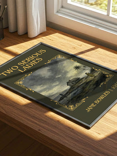 Two Serious Ladies Classic Book Art Print by Jane Bowles – print on a sunlit desk