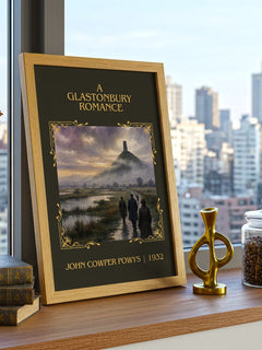 A Glastonbury Romance Classic Book Art Print by John Cowper Powys – framed print on a city-view windowsill