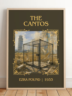The Cantos Classic Book Art Print by Ezra Pound – framed print leaning on a wooden floor