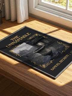 The Unnamable Classic Book Art Print by Samuel Beckett – print on a sunlit desk