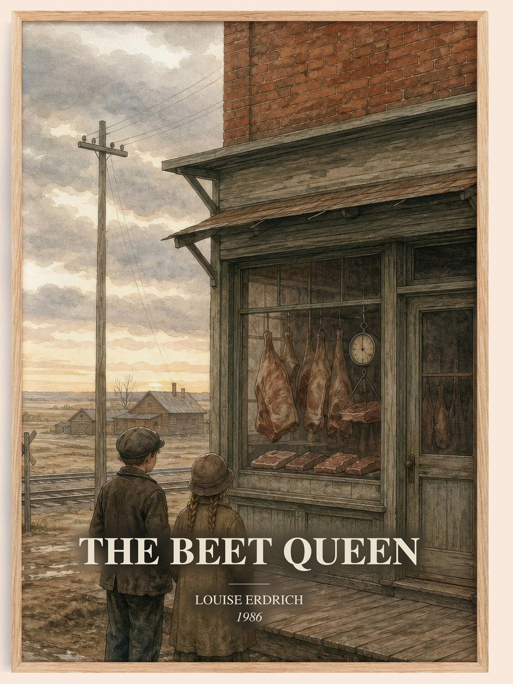 The Beet Queen watercolour book poster by Louise Erdrich – framed literary art print