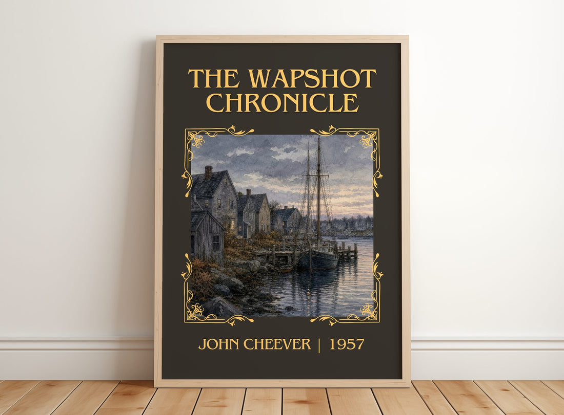 The Wapshot Chronicle Classic Book Art Print by John Cheever – framed print leaning on a wooden floor