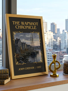 The Wapshot Chronicle Classic Book Art Print by John Cheever – framed print on a city-view windowsill