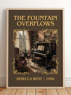 The Fountain Overflows Classic Book Art Print by Rebecca West – framed print leaning on a wooden floor