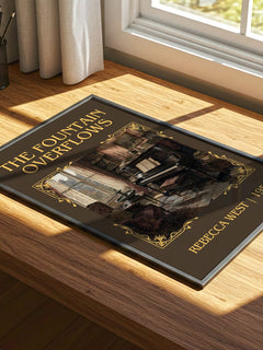 The Fountain Overflows Classic Book Art Print by Rebecca West – print on a sunlit desk