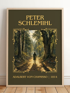 Peter Schlemihl Classic Book Art Print by Adalbert von Chamisso – framed print leaning on a wooden floor