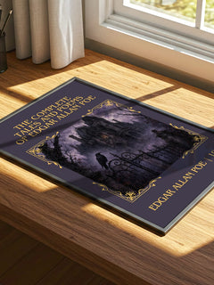 The Complete Tales and Poems of Edgar Allan Poe Classic Book Art Print by Edgar Allan Poe – print on a sunlit desk
