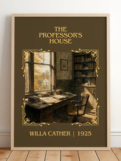 The Professor's House Classic Book Art Print by Willa Cather – framed print leaning on a wooden floor