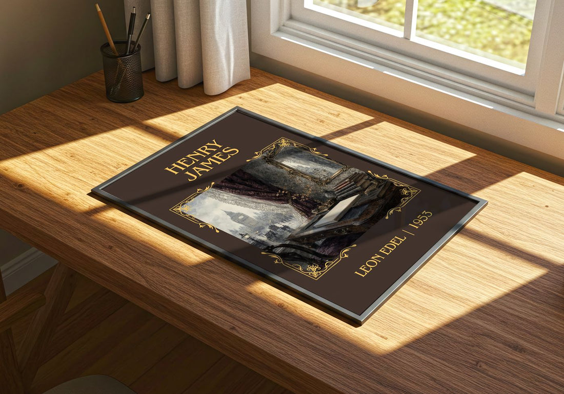 Henry James Classic Book Art Print by Leon Edel – print on a sunlit desk
