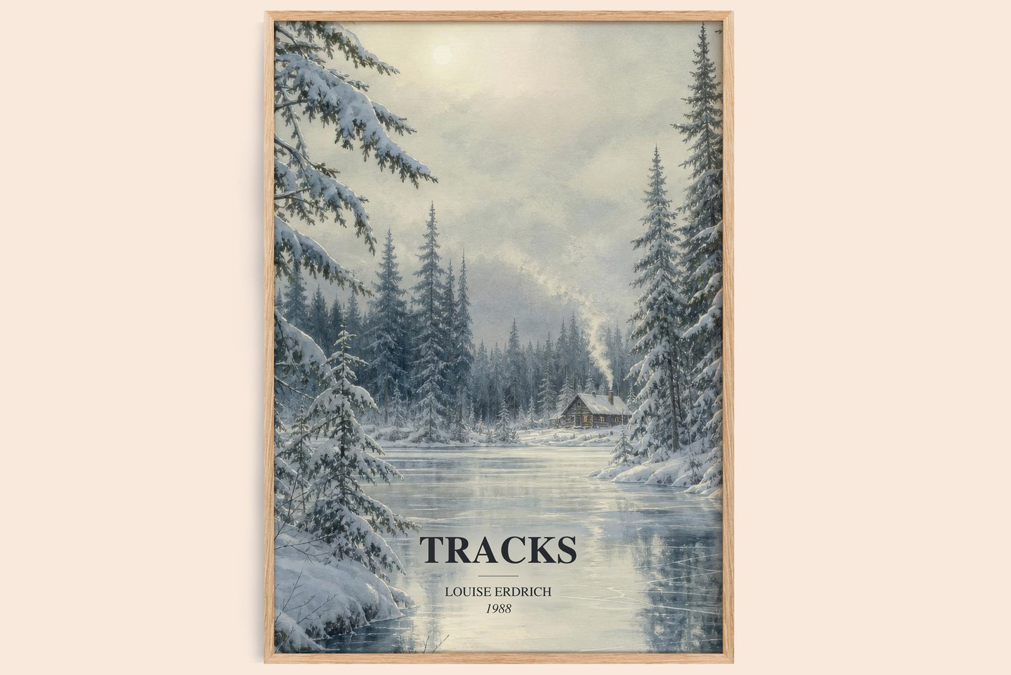 Tracks watercolour book poster by Louise Erdrich – framed literary art print