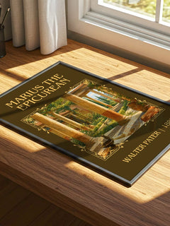 Marius the Epicurean Classic Book Art Print by Walter Pater – print on a sunlit desk