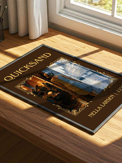 Quicksand Classic Book Art Print by Nella Larsen – print on a sunlit desk