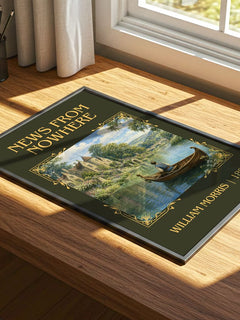 News from Nowhere Classic Book Art Print by William Morris – print on a sunlit desk