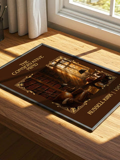 The Conservative Mind Classic Book Art Print by Russell Kirk – print on a sunlit desk
