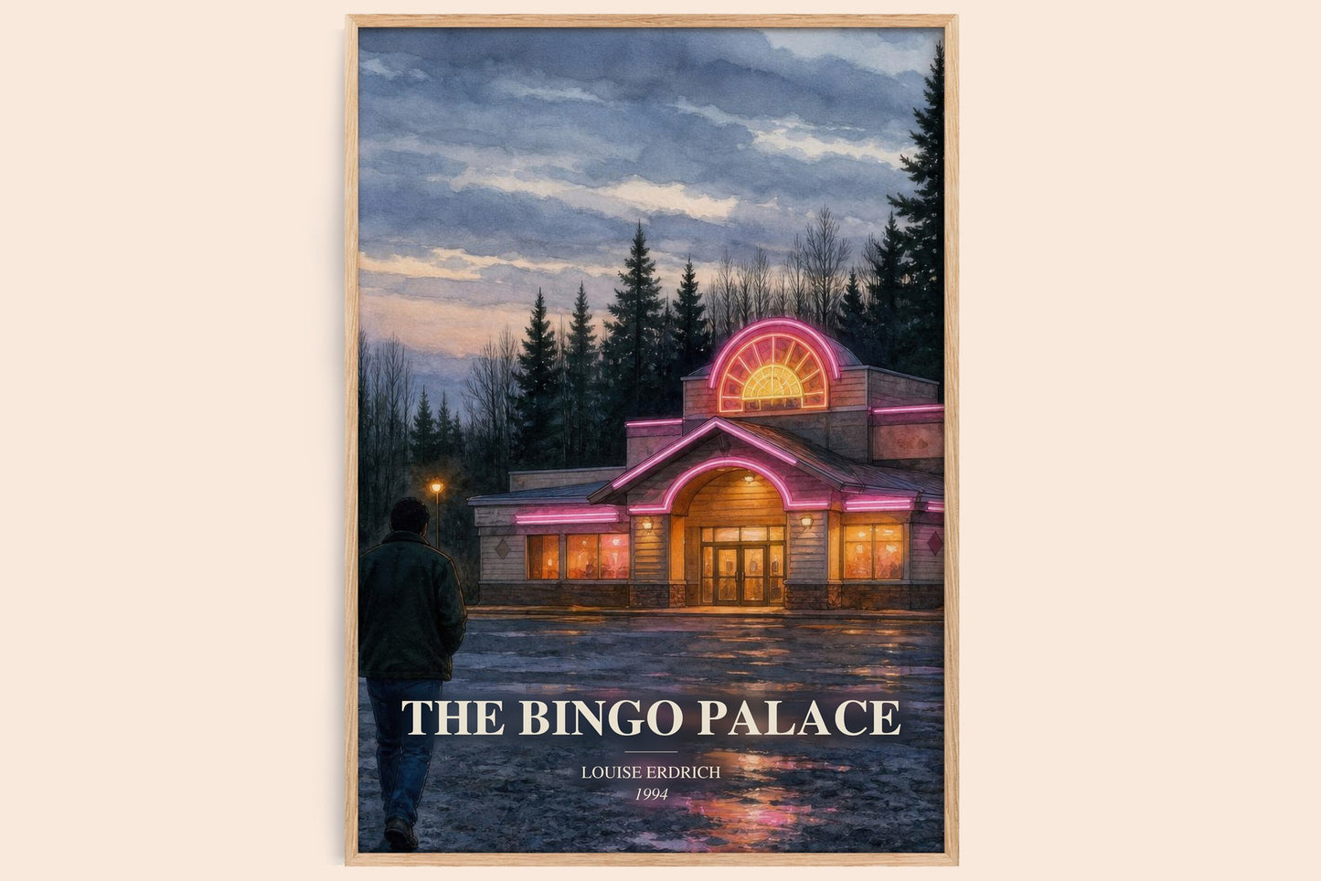 The Bingo Palace watercolour book poster by Louise Erdrich – framed literary art print