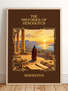 The Histories of Herodotus Classic Book Art Print by Herodotus – framed print leaning on a wooden floor