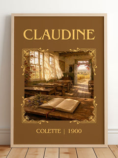 Claudine Classic Book Art Print by Colette – framed print leaning on a wooden floor