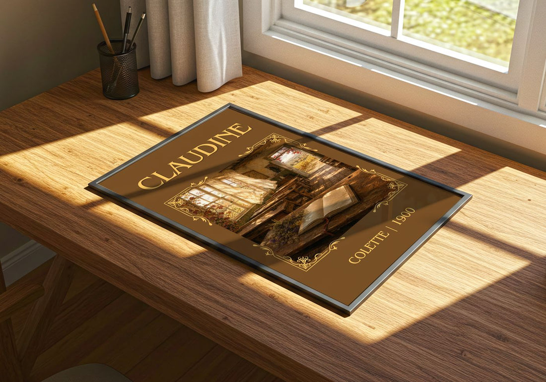 Claudine Classic Book Art Print by Colette – print on a sunlit desk