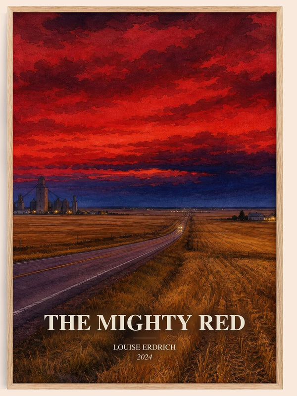 The Mighty Red watercolour book poster by Louise Erdrich – framed literary art print