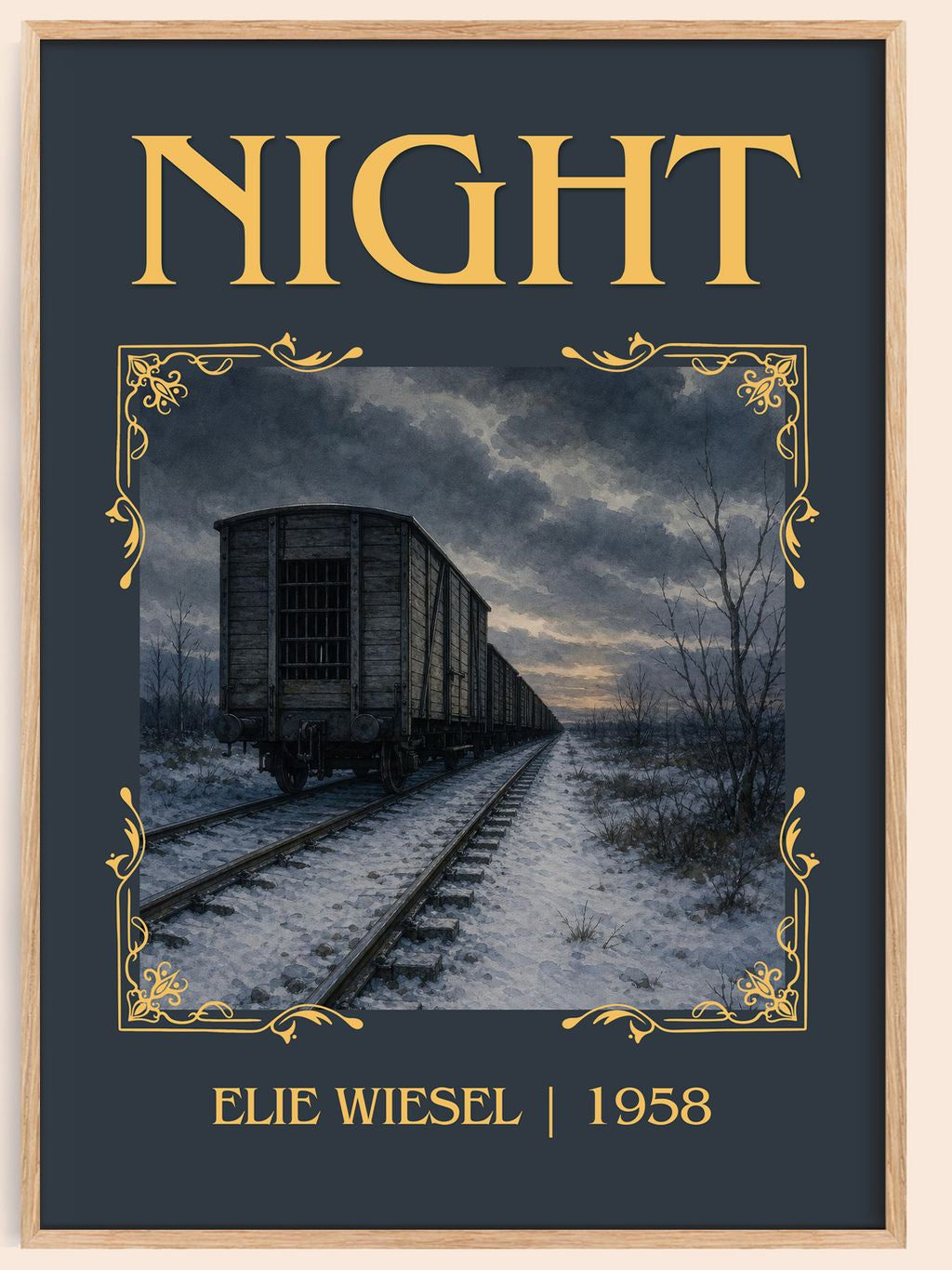 Night Classic Book Art Print by Elie Wiesel – book poster