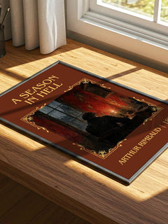 A Season in Hell Classic Book Art Print by Arthur Rimbaud – print on a sunlit desk