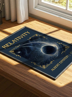 Relativity Classic Book Art Print by Albert Einstein – print on a sunlit desk