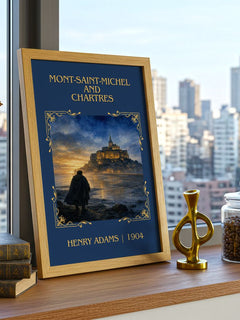 Mont-Saint-Michel and Chartres Classic Book Art Print by Henry Adams – framed print on a city-view windowsill