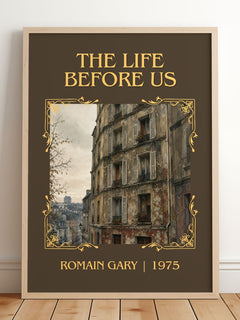 The Life Before Us Classic Book Art Print by Romain Gary – framed print leaning on a wooden floor