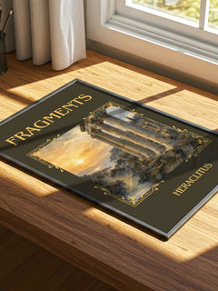 Fragments Classic Book Art Print by Heraclitus – print on a sunlit desk