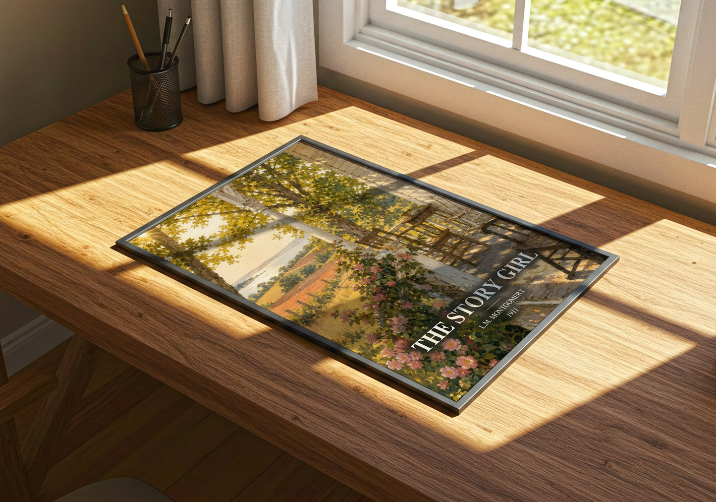 The Story Girl watercolour book poster framed on wall – childrens wall art