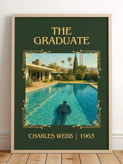 The Graduate Classic Book Art Print by Charles Webb – framed print leaning on a wooden floor
