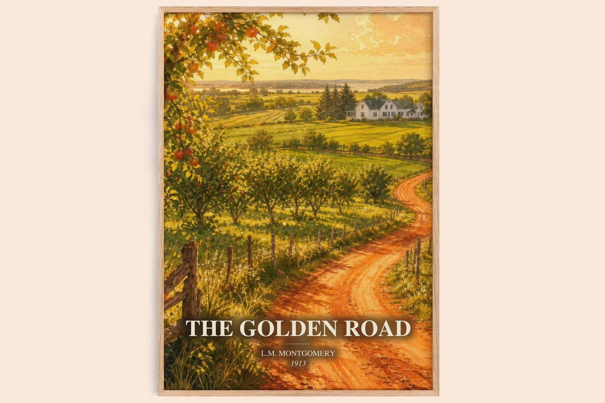 The Golden Road watercolour book poster by L.M. Montgomery – framed literary art print